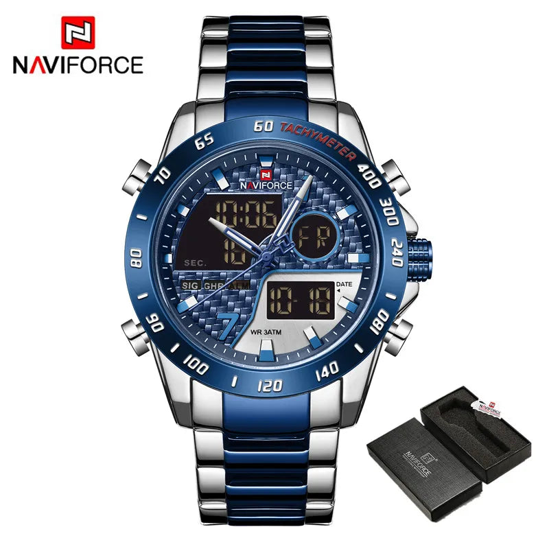 Sports Men's Watches Quartz Chronograph Analog Watch Stainless steel Military Wrist Watch For Man