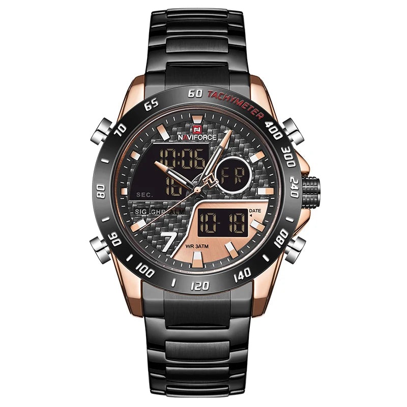 Sports Men's Watches Quartz Chronograph Analog Watch Stainless steel Military Wrist Watch For Man