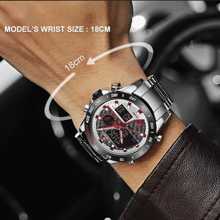 Sports Men's Watches Quartz Chronograph Analog Watch Stainless steel Military Wrist Watch For Man