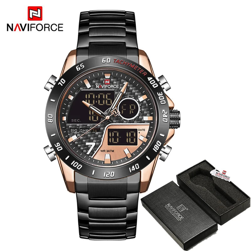 Sports Men's Watches Quartz Chronograph Analog Watch Stainless steel Military Wrist Watch For Man