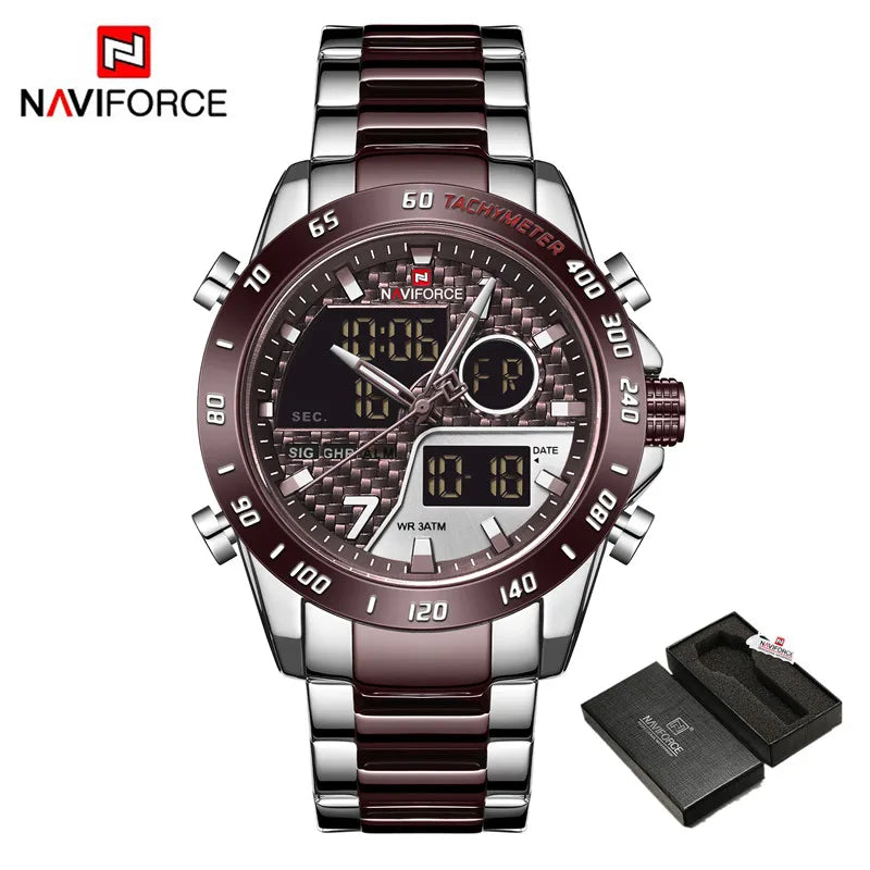 Sports Men's Watches Quartz Chronograph Analog Watch Stainless steel Military Wrist Watch For Man