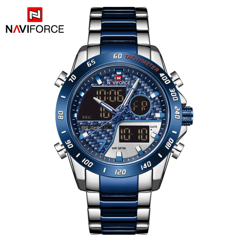 Sports Men's Watches Quartz Chronograph Analog Watch Stainless steel Military Wrist Watch For Man