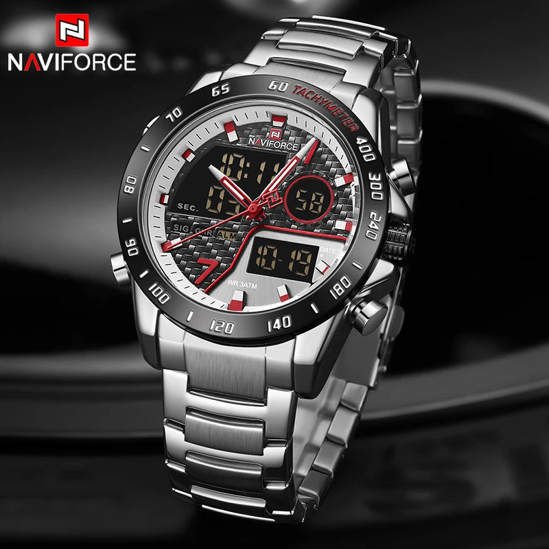 Sports Men's Watches Quartz Chronograph Analog Watch Stainless steel Military Wrist Watch For Man