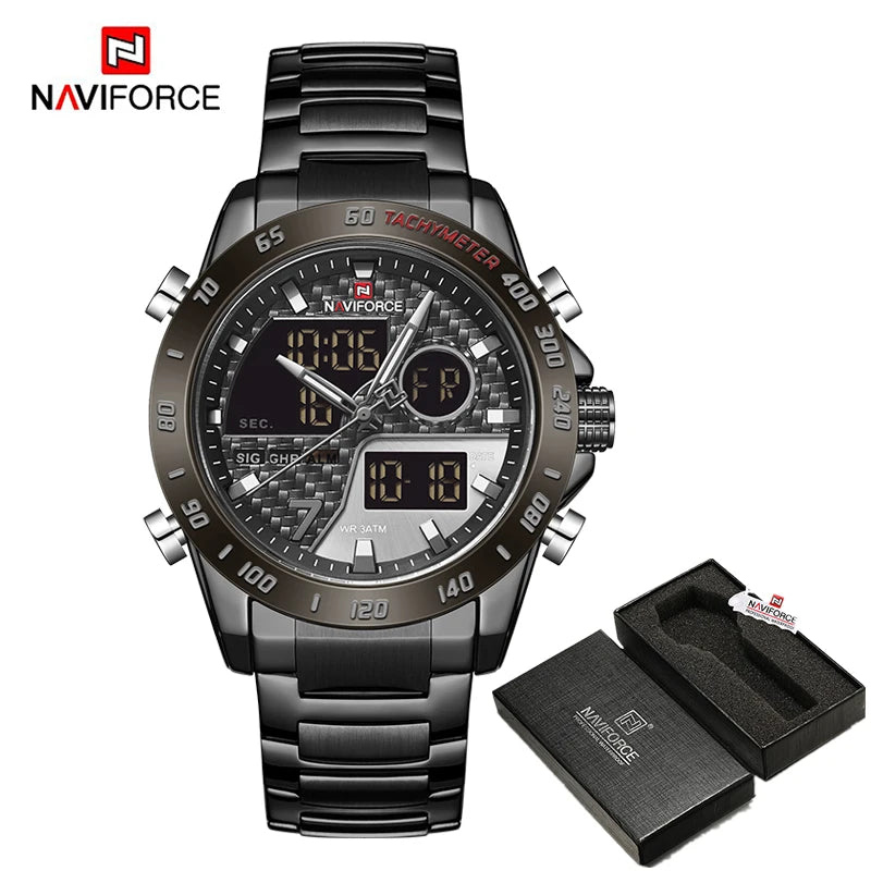 Sports Men's Watches Quartz Chronograph Analog Watch Stainless steel Military Wrist Watch For Man