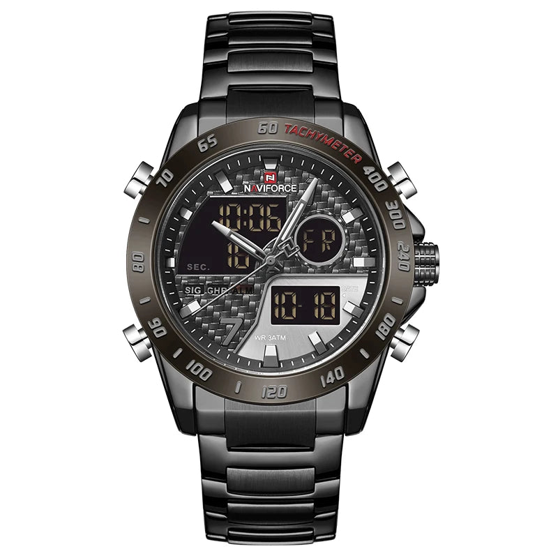 Sports Men's Watches Quartz Chronograph Analog Watch Stainless steel Military Wrist Watch For Man