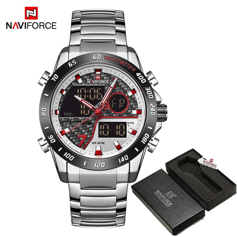 Sports Men's Watches Quartz Chronograph Analog Watch Stainless steel Military Wrist Watch For Man