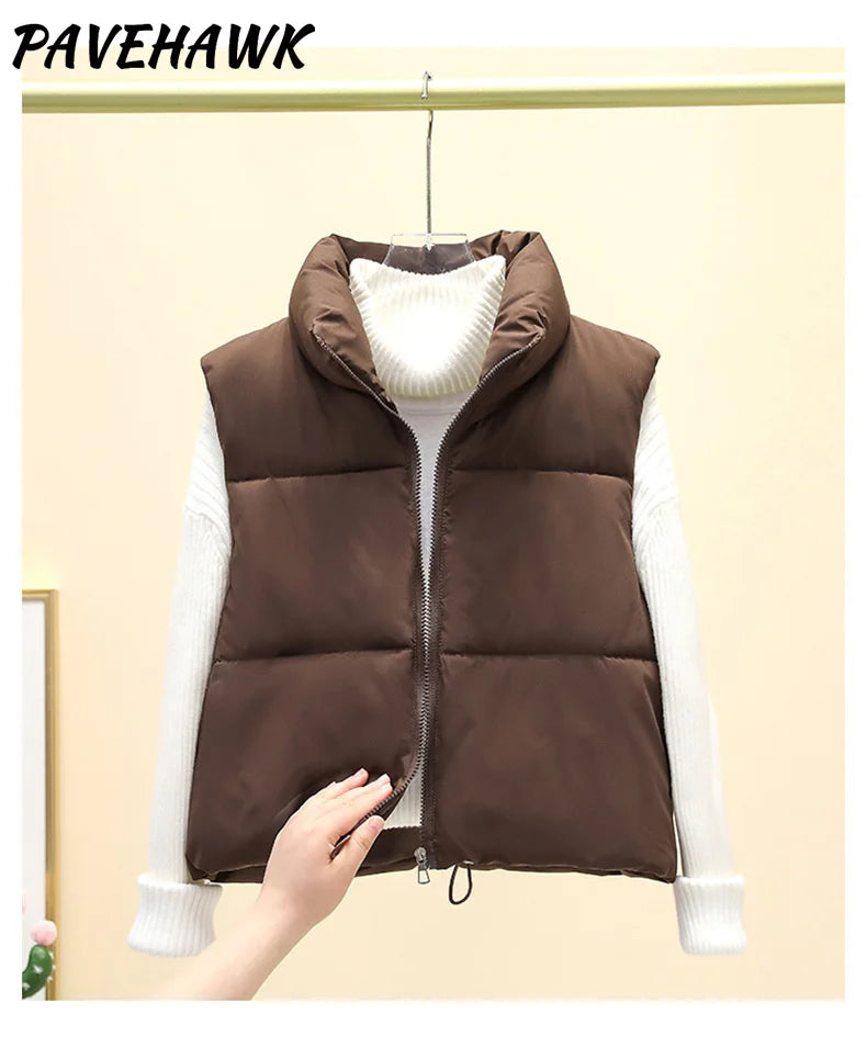 Women's Short Down Vest | Autumn & Winter Stand Collar Quilted Jacket