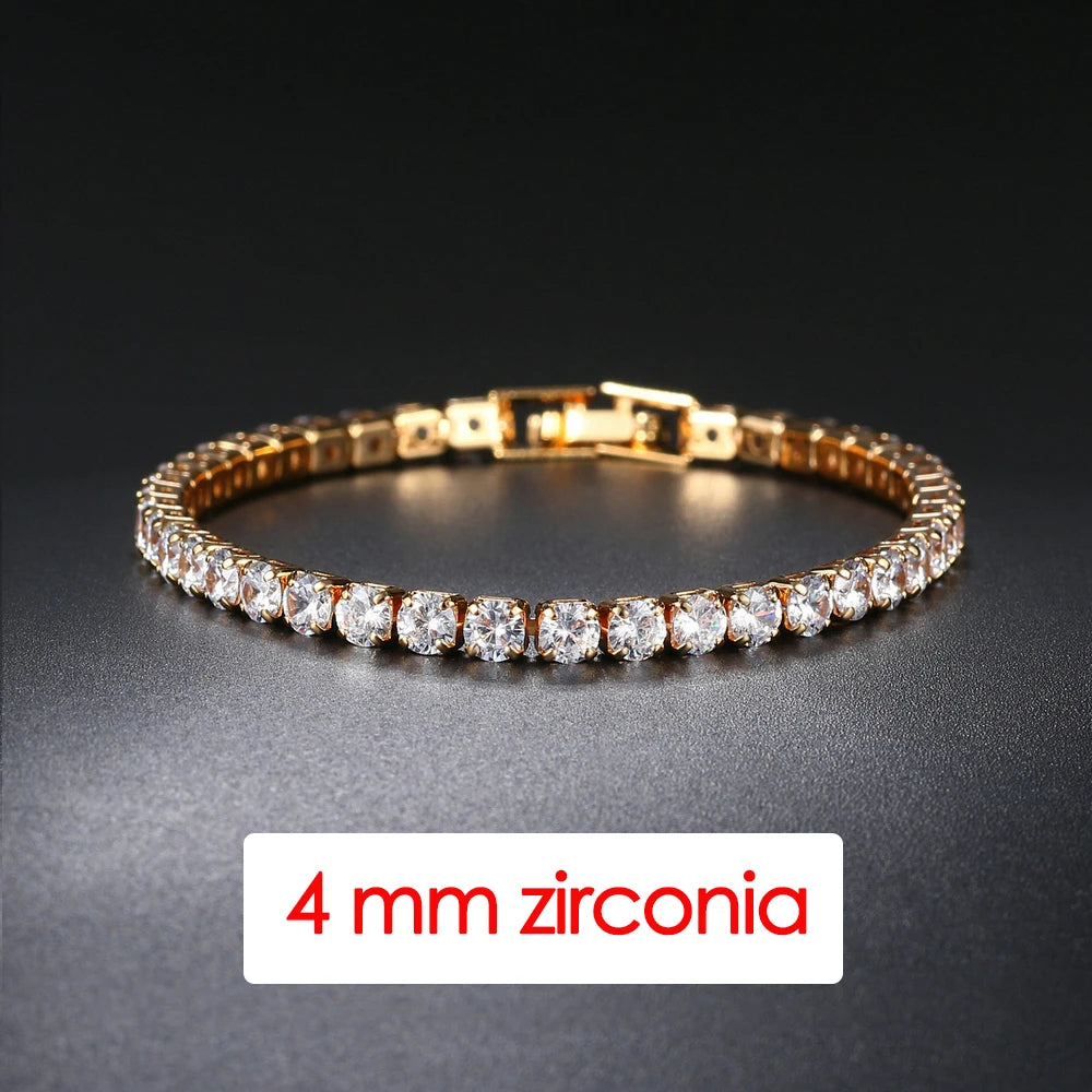 Women's Tennis Bracelet Hip Hop Trendy AAA+ Cubic Zirconia Silver Color Teen Girl Crystal Chain on The Hand Wedding Jewelry H086