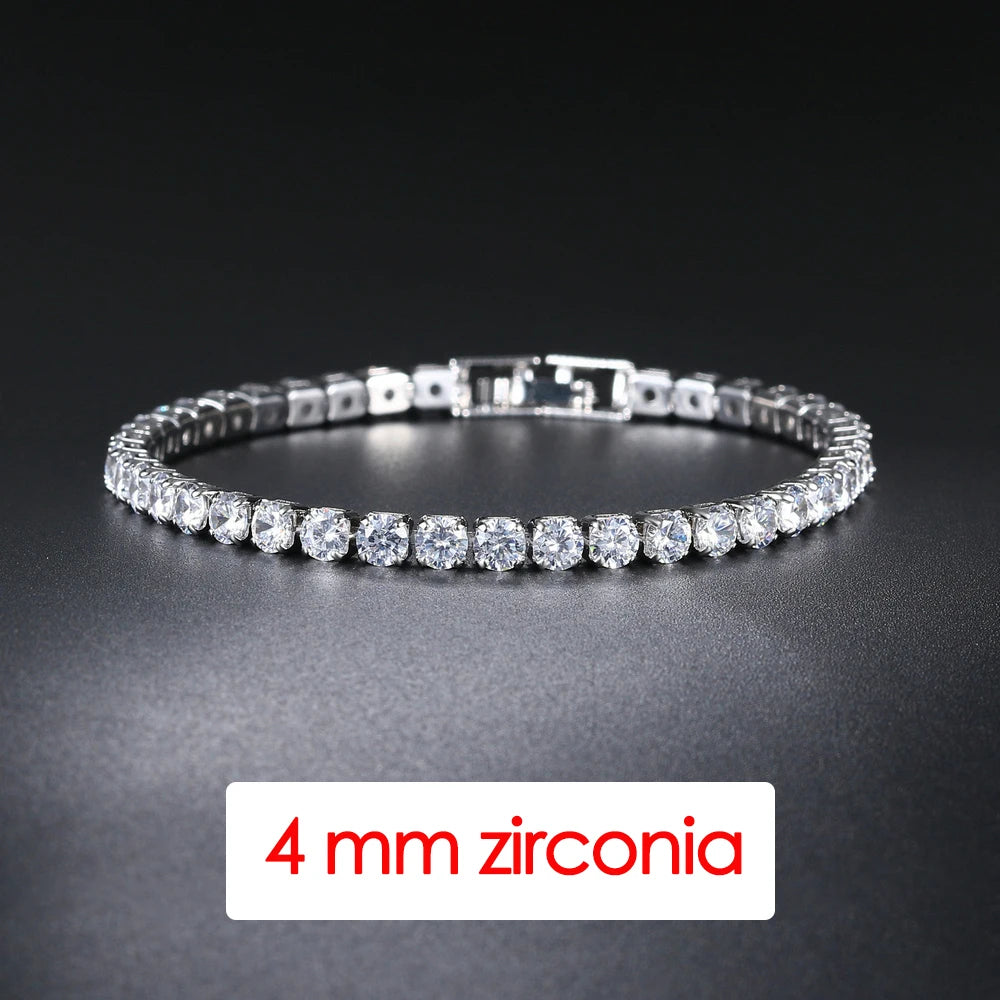 Women's Tennis Bracelet Hip Hop Trendy AAA+ Cubic Zirconia Silver Color Teen Girl Crystal Chain on The Hand Wedding Jewelry H086