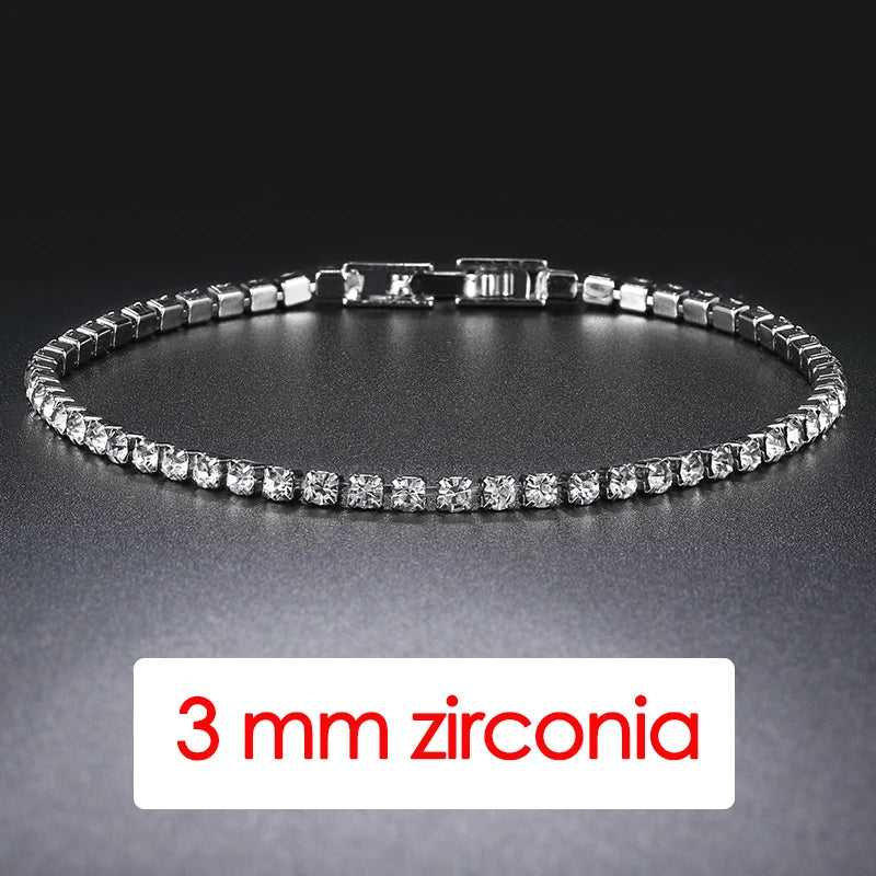 Women's Tennis Bracelet Hip Hop Trendy AAA+ Cubic Zirconia Silver Color Teen Girl Crystal Chain on The Hand Wedding Jewelry H086