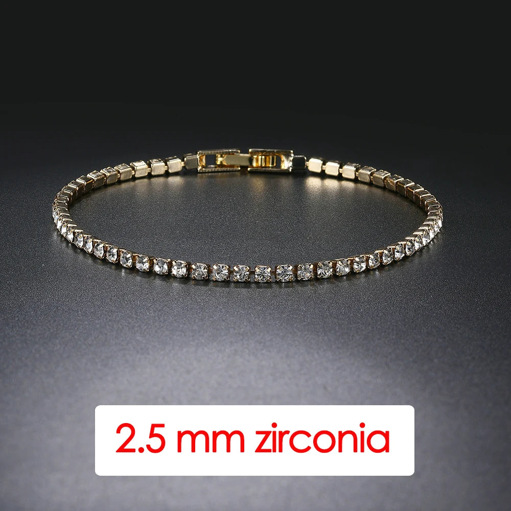 Women's Tennis Bracelet Hip Hop Trendy AAA+ Cubic Zirconia Silver Color Teen Girl Crystal Chain on The Hand Wedding Jewelry H086