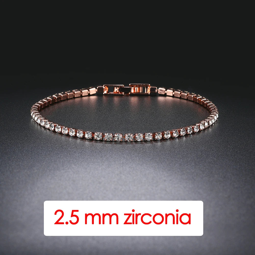 Women's Tennis Bracelet Hip Hop Trendy AAA+ Cubic Zirconia Silver Color Teen Girl Crystal Chain on The Hand Wedding Jewelry H086