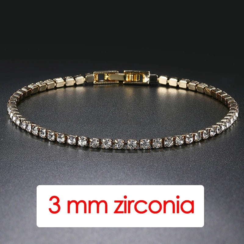 Women's Tennis Bracelet Hip Hop Trendy AAA+ Cubic Zirconia Silver Color Teen Girl Crystal Chain on The Hand Wedding Jewelry H086