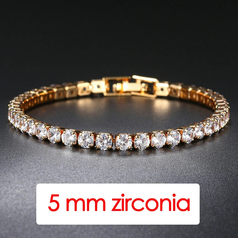 Women's Tennis Bracelet Hip Hop Trendy AAA+ Cubic Zirconia Silver Color Teen Girl Crystal Chain on The Hand Wedding Jewelry H086