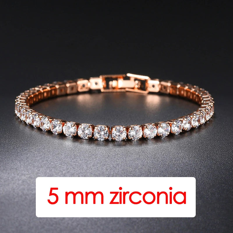 Women's Tennis Bracelet Hip Hop Trendy AAA+ Cubic Zirconia Silver Color Teen Girl Crystal Chain on The Hand Wedding Jewelry H086