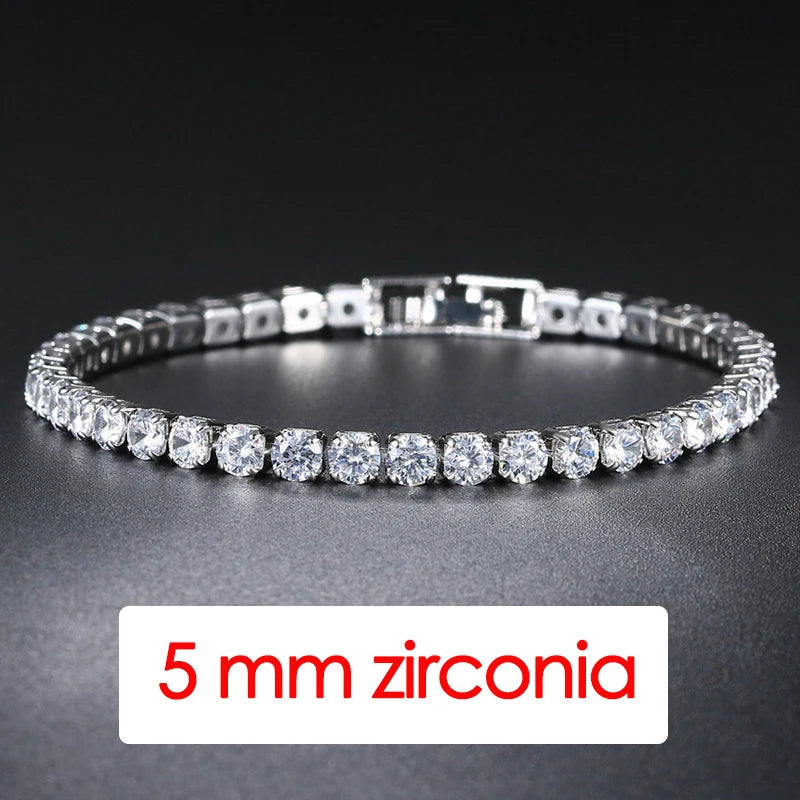 Women's Tennis Bracelet Hip Hop Trendy AAA+ Cubic Zirconia Silver Color Teen Girl Crystal Chain on The Hand Wedding Jewelry H086