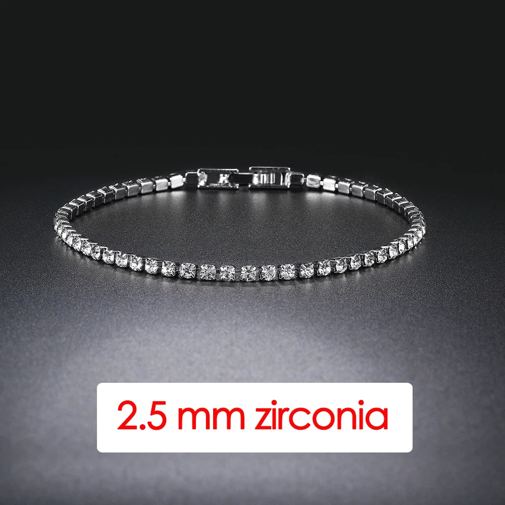 Women's Tennis Bracelet Hip Hop Trendy AAA+ Cubic Zirconia Silver Color Teen Girl Crystal Chain on The Hand Wedding Jewelry H086