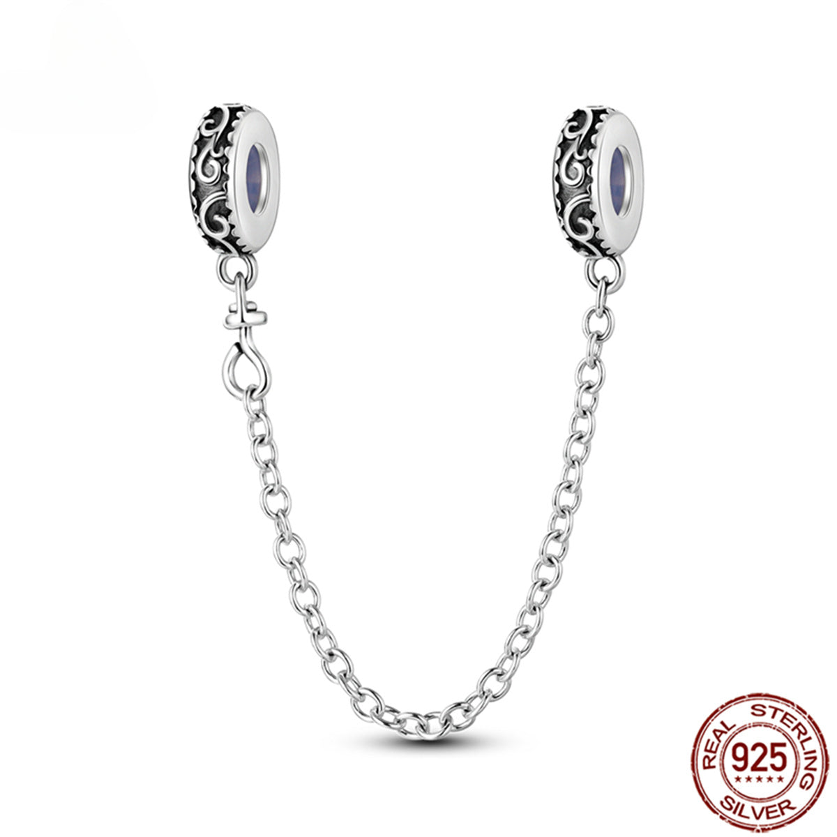 925 Sterling Silver Safety Chain Charm Fits Bracelets Women Jewellery Gift