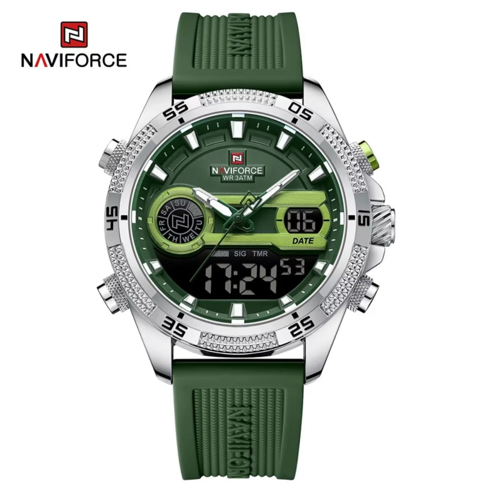 NAVIFORCE Quartz Watch For Men Silicone Bracelet Sport Wristwatches Waterproof Alarm Clock Analog Digitals Clock Reloj Hombre