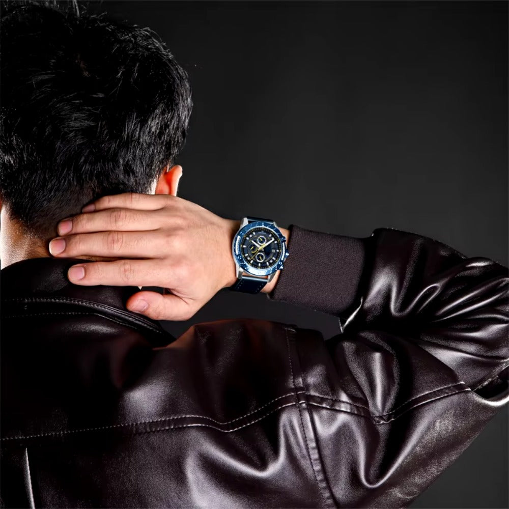 Watch For Men High Quality Multi-function Chronograph Leather Business Sports Wristwatches