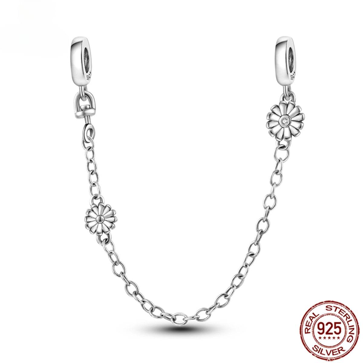 925 Sterling Silver Safety Chain Charm Fits Bracelets Women Jewellery Gift