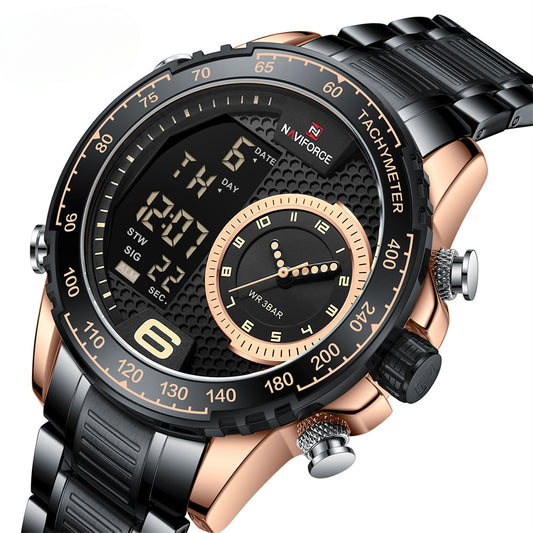 Men's Watches Quartz Watch for Men Chronograph Waterproof 24 Hour LCD Display Luminous Sport Watch