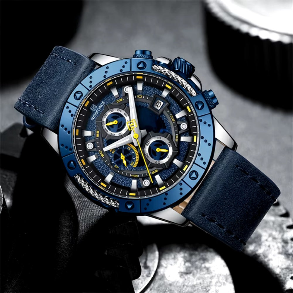 Watch For Men High Quality Multi-function Chronograph Leather Business Sports Wristwatches