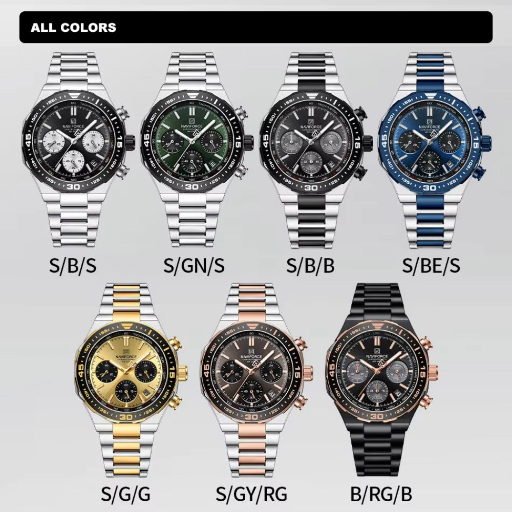 New Men Watch Waterproof Business Casual Date Luminous Quartz Wristwatch Chronograph Stainless Steel Strap WATCH