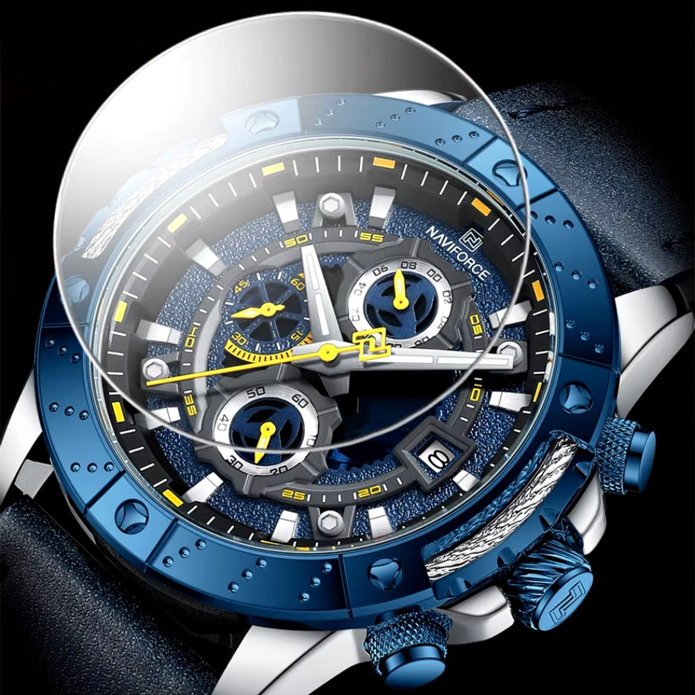 Watch For Men High Quality Multi-function Chronograph Leather Business Sports Wristwatches